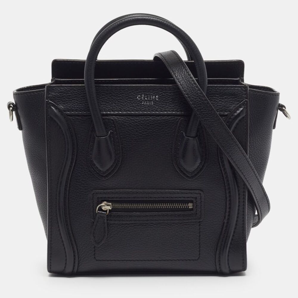 Celine Luggage Nano Black Leather Tote